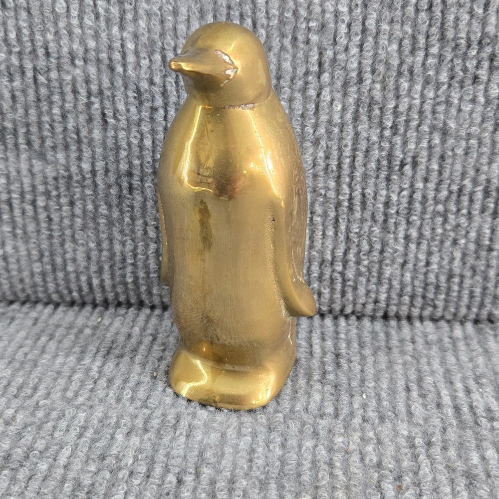Brass Penguin Figurine 4" Tall Solid Statue Decor